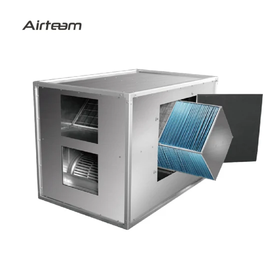 Sistema de ventilação da unidade de tratamento de ar do trocador de calor tipo gabinete